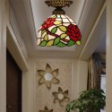 8 Inch European Stained Glass Rose Style Flush Mount