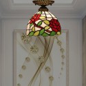 8 Inch European Stained Glass Rose Style Flush Mount