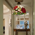 8 Inch European Stained Glass Rose Style Flush Mount