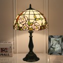 12 Inch European Stained Glass Rose Style Table Lamp