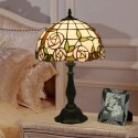 12 Inch European Stained Glass Rose Style Table Lamp