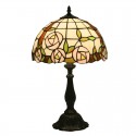 12 Inch European Stained Glass Rose Style Table Lamp