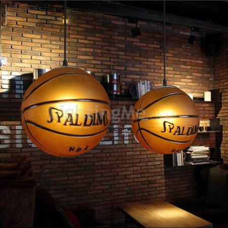 1 Light Vintage Modern/Contemporary Basketball Glass Shade Pendant Light