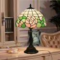 12 Inch European Stained Glass Rose Style Table Lamp