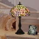 12 Inch European Stained Glass Rose Style Table Lamp