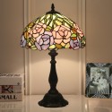 12 Inch European Stained Glass Rose Style Table Lamp