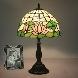 12 Inch European Stained Glass Dragonfly Style Table Lamp