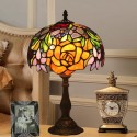 10 Inch European Stained Glass Rose Style Table Lamp