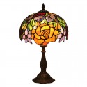 10 Inch European Stained Glass Rose Style Table Lamp