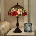 12 Inch European Stained Glass Rose Style Table Lamp