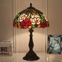 12 Inch European Stained Glass Rose Style Table Lamp