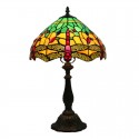 12 Inch European Stained Glass Dragonfly Style Table Lamp