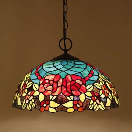 16 Inch European Stained Glass Pendant Light