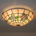 16 Inch European Stained Glass Rose Style Flush Mount