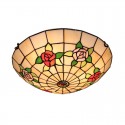 16 Inch European Stained Glass Rose Style Flush Mount