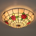 16 Inch European Stained Glass Rose Style Flush Mount