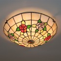 16 Inch European Stained Glass Rose Style Flush Mount