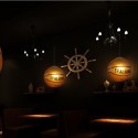 1 Light Vintage Modern/Contemporary Basketball Glass Shade Pendant Light