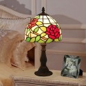 8 Inch European Stained Glass Rose Style Table Lamp