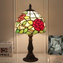 8 Inch European Stained Glass Rose Style Table Lamp