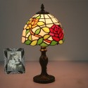 8 Inch European Stained Glass Rose Style Table Lamp