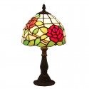 8 Inch European Stained Glass Rose Style Table Lamp