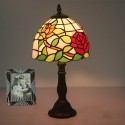 8 Inch European Stained Glass Rose Style Table Lamp