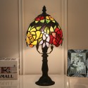 6 Inch European Stained Glass Rose Style Table Lamp