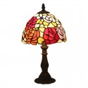 8 Inch European Stained Glass Rose Style Table Lamp