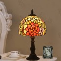 8 Inch European Stained Glass Rose Style Table Lamp