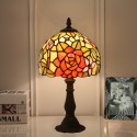 8 Inch European Stained Glass Rose Style Table Lamp