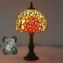 8 Inch European Stained Glass Rose Style Table Lamp