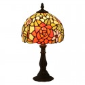 8 Inch European Stained Glass Rose Style Table Lamp