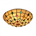 16 Inch European Stained Glass Flush Mount