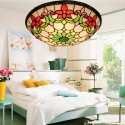 16 Inch European Stained Glass Flush Mount