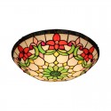 16 Inch European Stained Glass Flush Mount