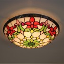 16 Inch European Stained Glass Flush Mount