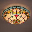 16 Inch European Stained Glass Flush Mount