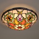 16 Inch European Stained Glass Flush Mount