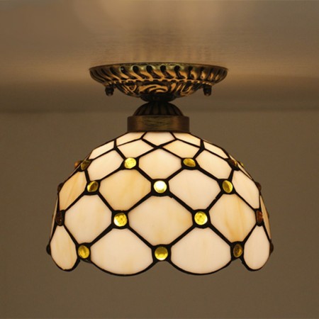 8 Inch European Stained Glass Flush Mount