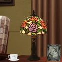 8 Inch European Stained Glass Rose Style Table Lamp