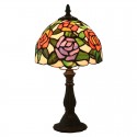 8 Inch European Stained Glass Rose Style Table Lamp