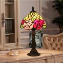 8 Inch European Stained Glass Rose Style Table Lamp