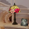 8 Inch European Stained Glass Rose Style Table Lamp