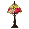 8 Inch European Stained Glass Rose Style Table Lamp