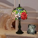 8 Inch European Stained Glass Rose Style Table Lamp