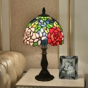 8 Inch European Stained Glass Rose Style Table Lamp