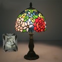 8 Inch European Stained Glass Rose Style Table Lamp