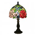 8 Inch European Stained Glass Rose Style Table Lamp