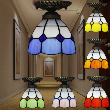 Mediterranean Stained Glass Mediterranean Style Flush Mount